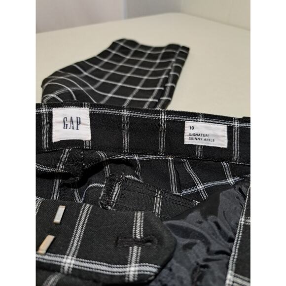 GAP Womens Slacks Size 10 Black White Grid Emo Whimsygoth Punk Glam - Picture 6 of 9